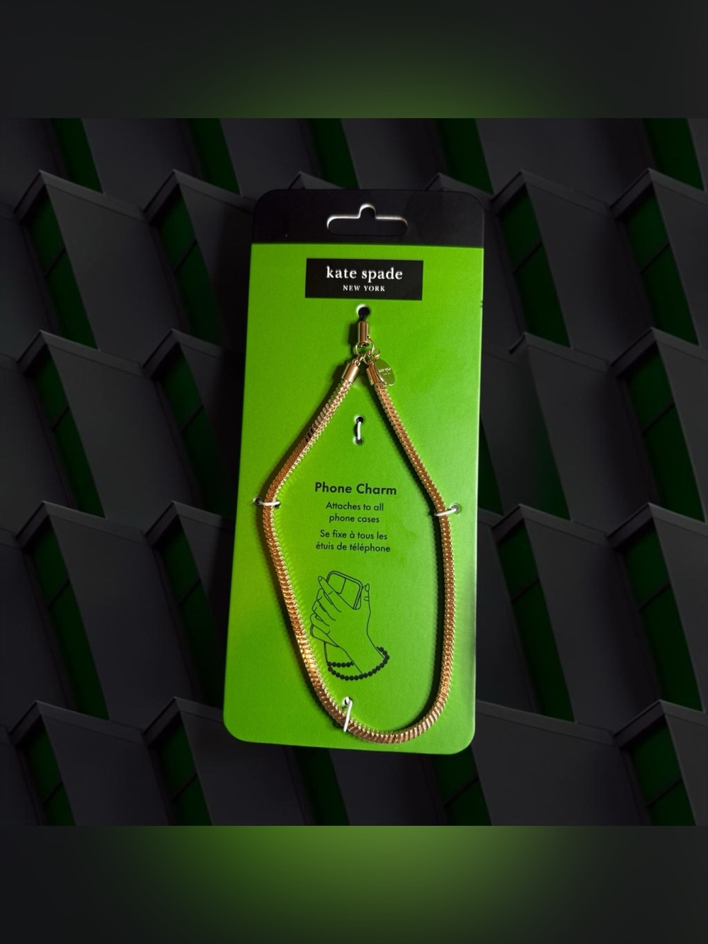 💚♠️💚kate spade💚♠️💚"Heart of Gold" Metallic Phone Charm/NIP